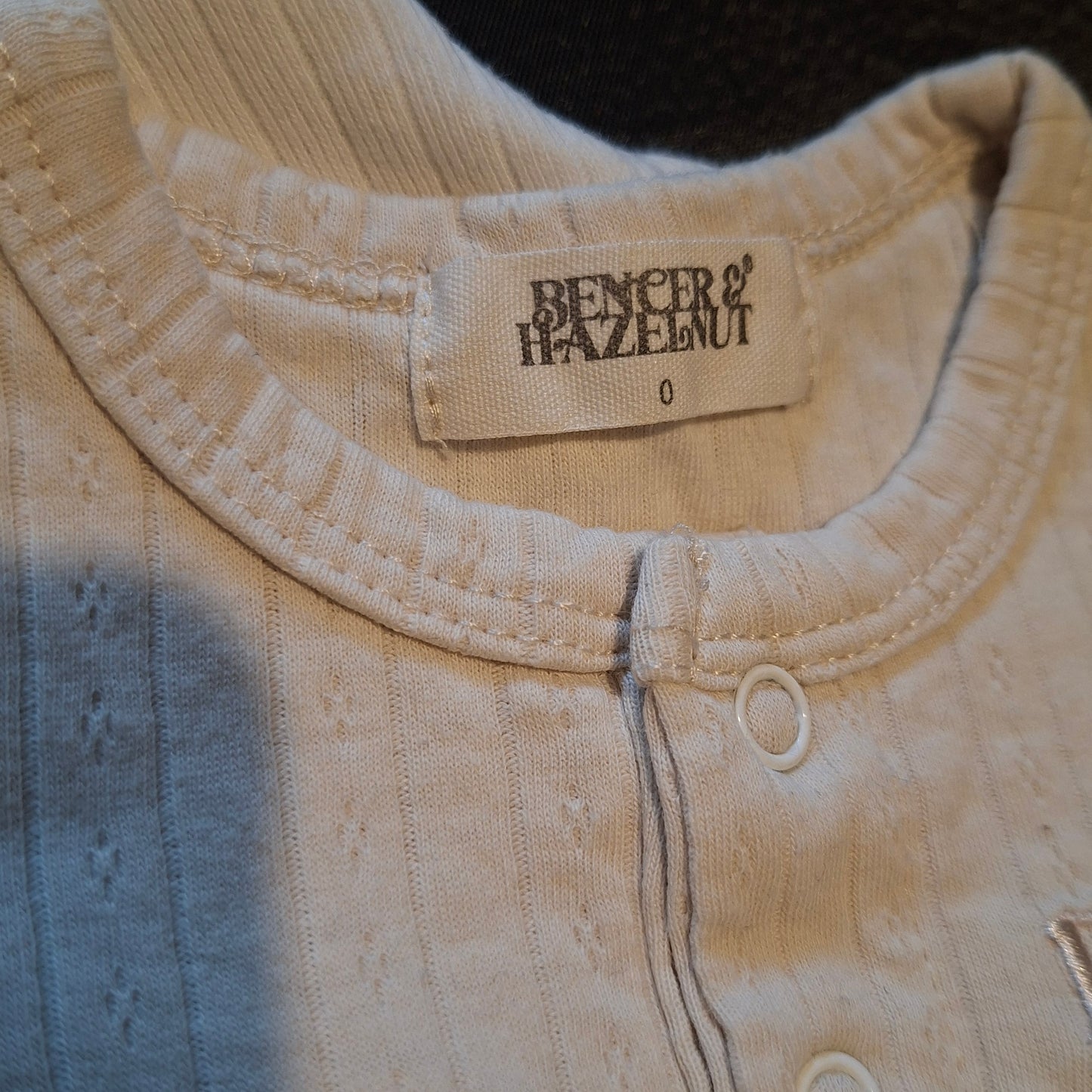 Bencer & Hazelnut Cream Short-Sleeve Bodysuit - Size 6-12