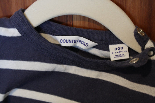 Country Road Blue & White Stripe Top – Size 0–3