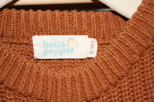 Hello Poppet Brown Knit Pullover - Size 6-9