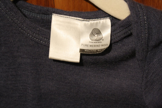 Teeny Weeny Grey Merino Bodysuit – Size 3–6m