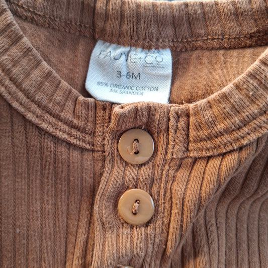 Fauve + Co - Orange/Brown Long-Sleeve Bodysuit - Size 3-6