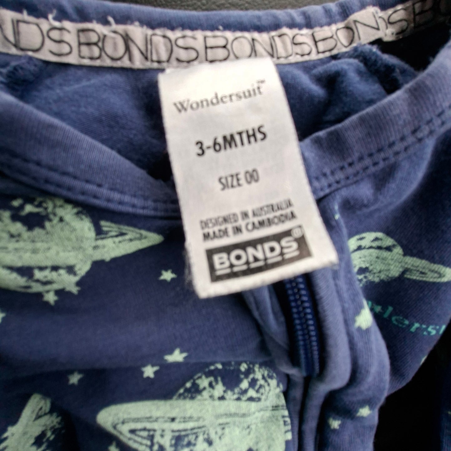 Bonds Wondersuit Blue Space/Stars - Size 3 - 6
