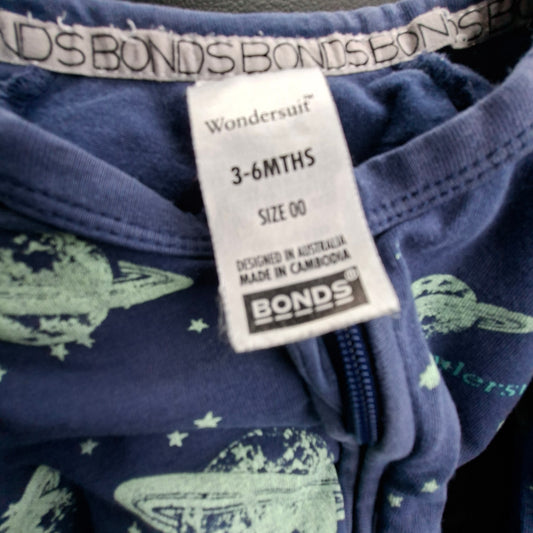 Bonds Wondersuit Blue Space/Stars - Size 3 - 6