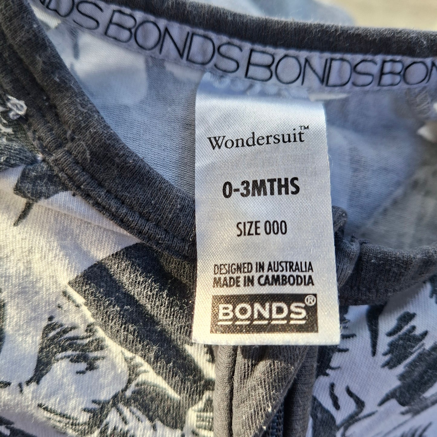 Bonds Black & White Dino Wondersuit – Size 0–3