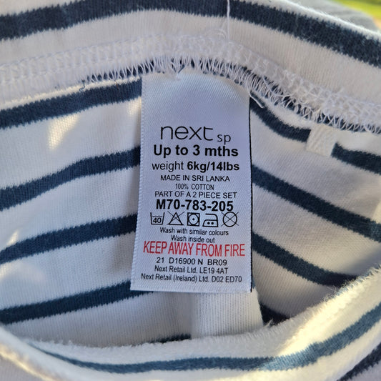 Next Navy & White Harem Pants  - Size 0-3