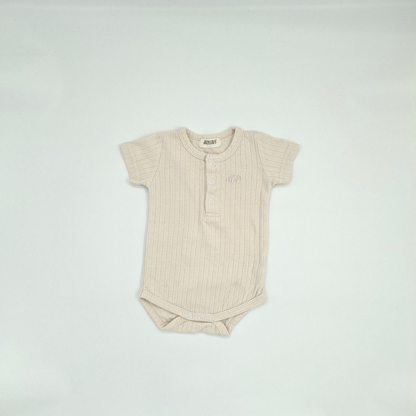 Bencer & Hazelnut Cream Short-Sleeve Bodysuit - Size 6-12