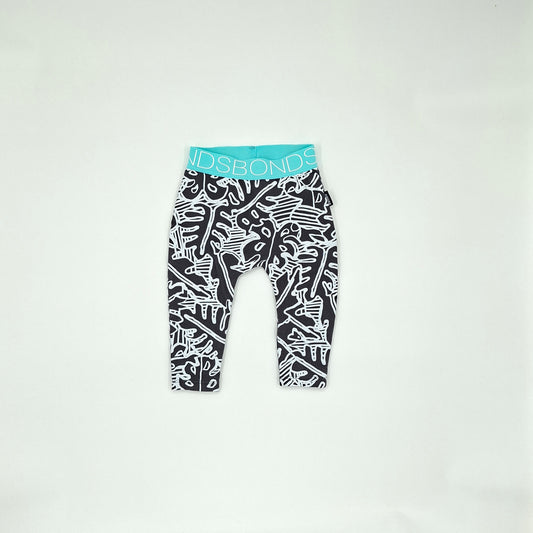 Bonds Black & White Leggings Blue Waistband  - Size 3 - 6