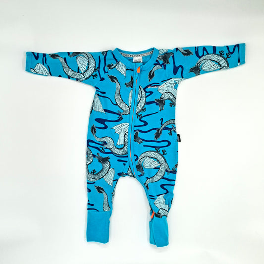 Bonds Wondersuit Blue With Dragons  - Size 0-3