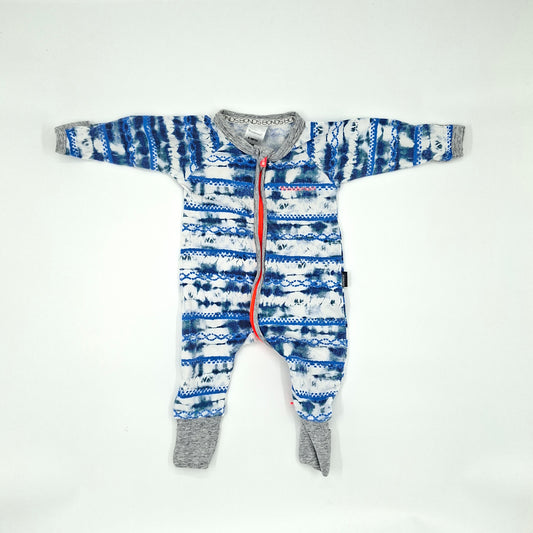 Bonds Wondersuit Blue/Grey With Orange Zip  - Size 0-3