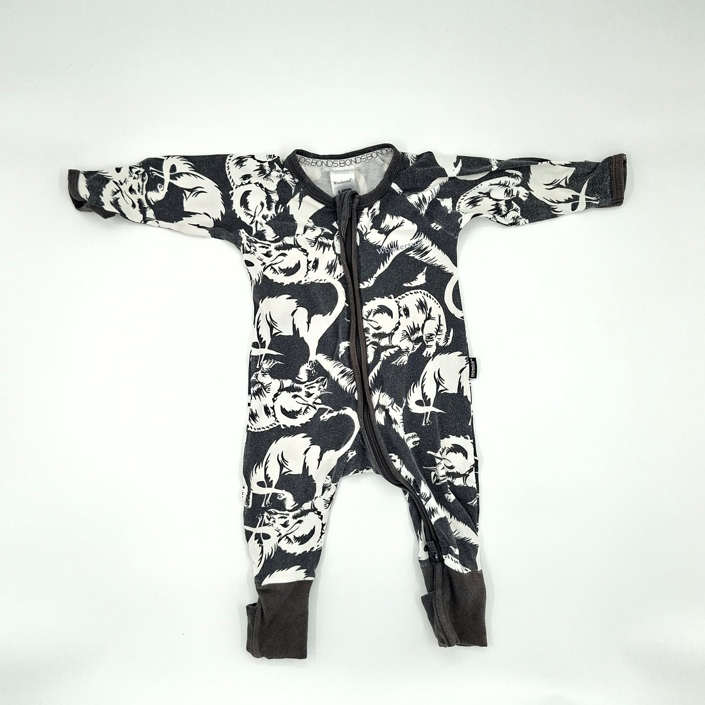 Bonds Black & White Dino Wondersuit – Size 0–3