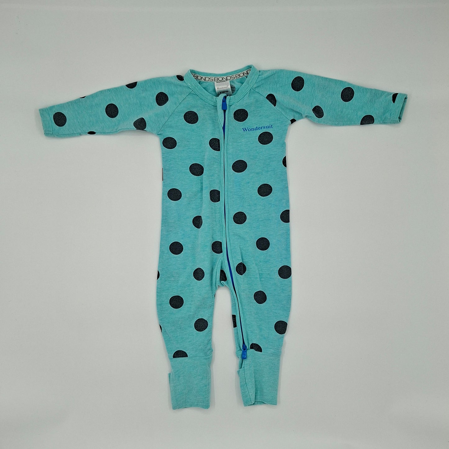 Bonds Wondersuit Blue with Black Spots – Size 0–3