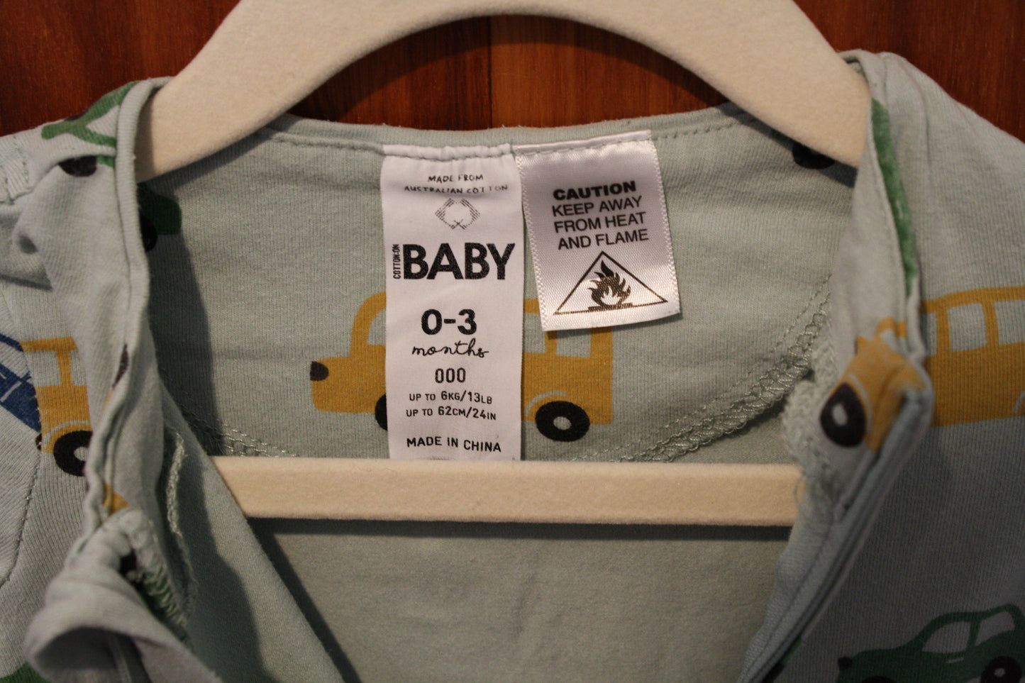 Cotton On Baby Car Print All-in-One – Size 0–3