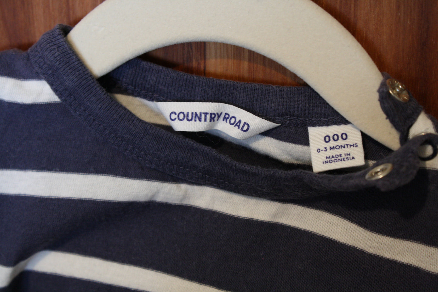 Country Road Blue & White Stripe Top – Size 0–3