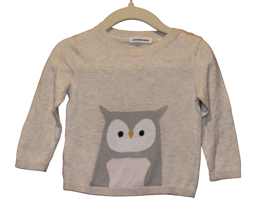 Country Road Owl Oatmeal Jumper – Size 6-12
