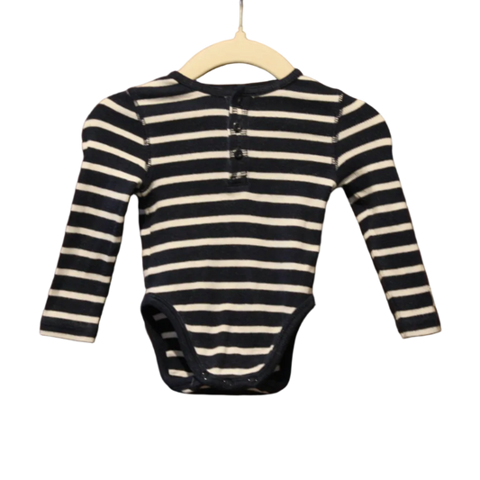 Country Road Navy & White Stripe Bodysuit – Size 3–6 (small)