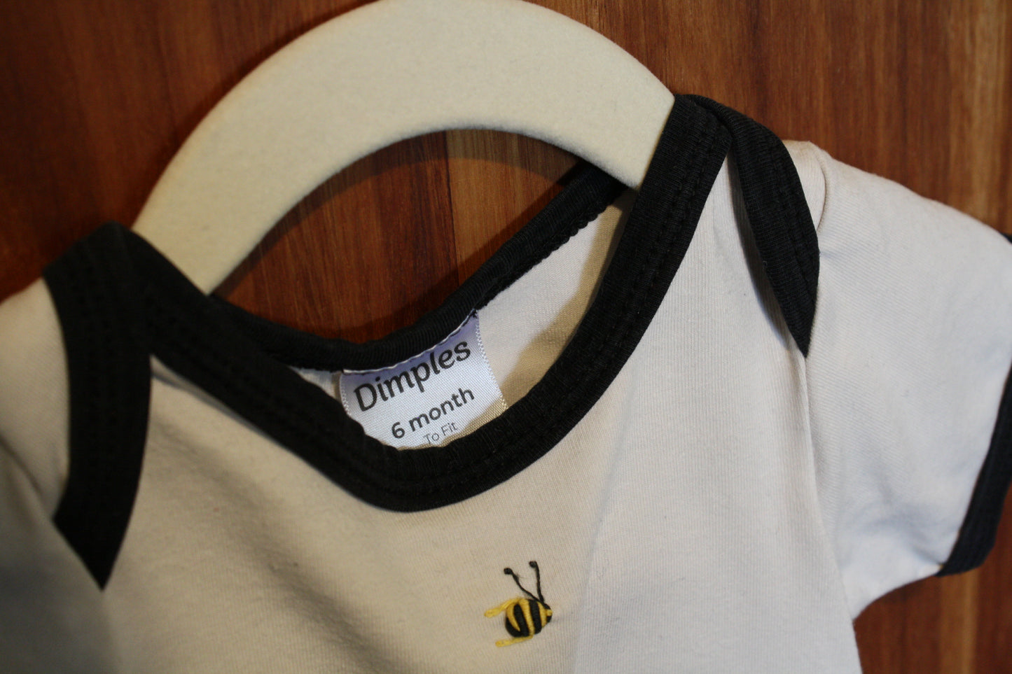Dimples White Navy Trim Bodysuit – Size 3-6
