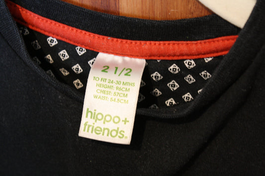 Hippo & Friends Black Print Top – Size 2