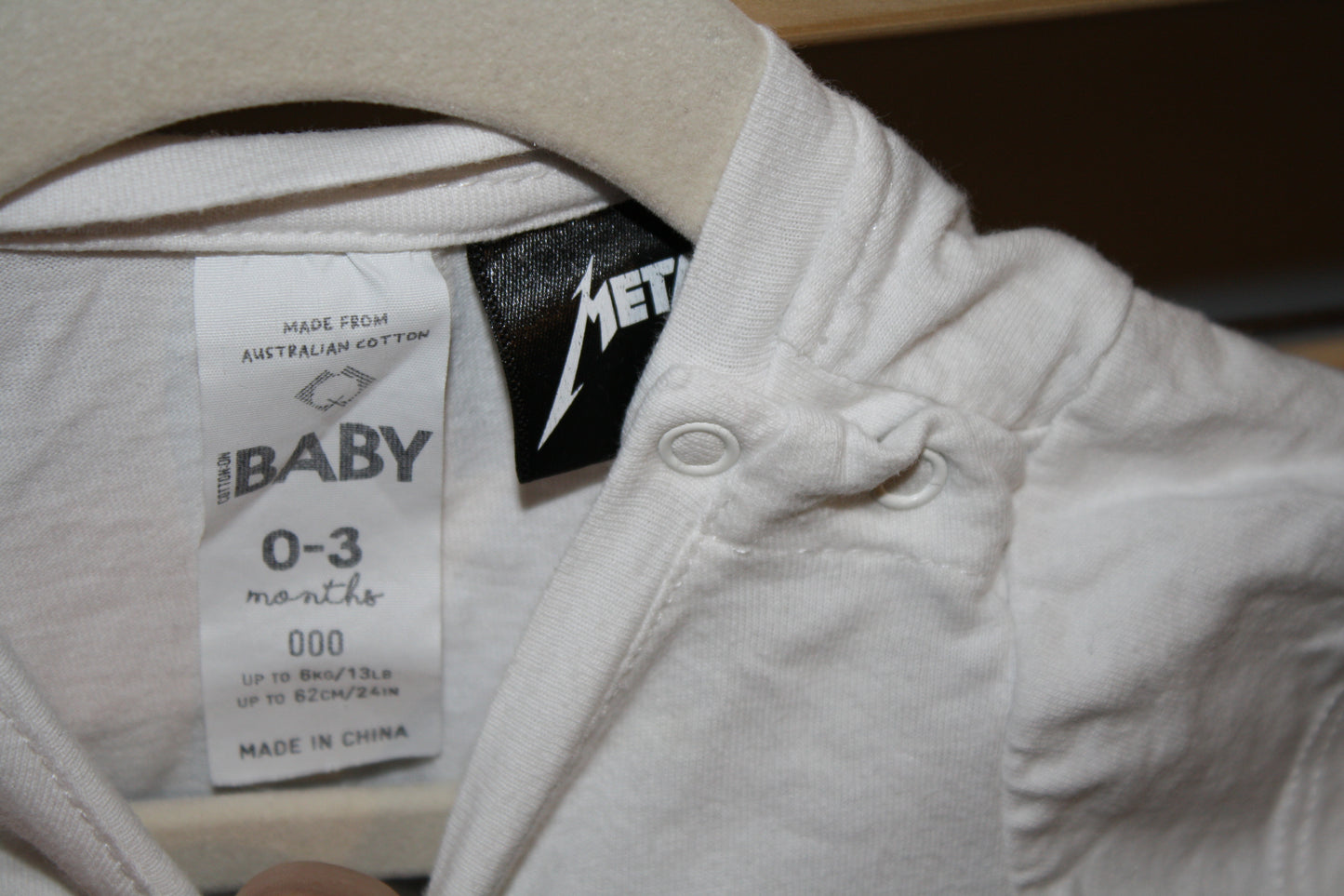 Cotton On Baby White Metallica T-Shirt  - Size 0-3