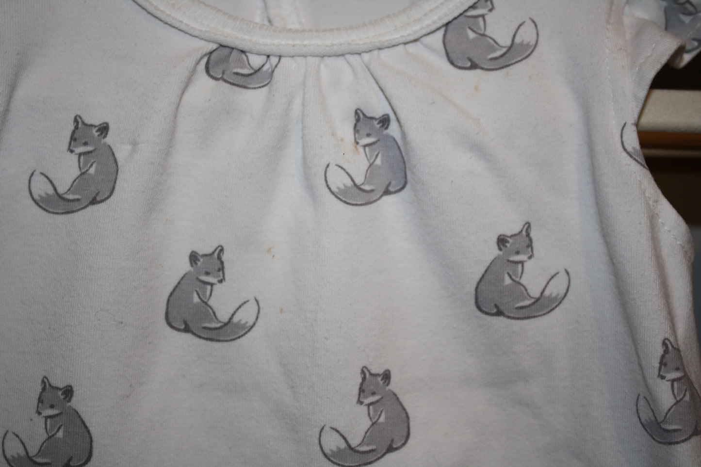 Dimples White & Grey Fox Romper - Size 6-12