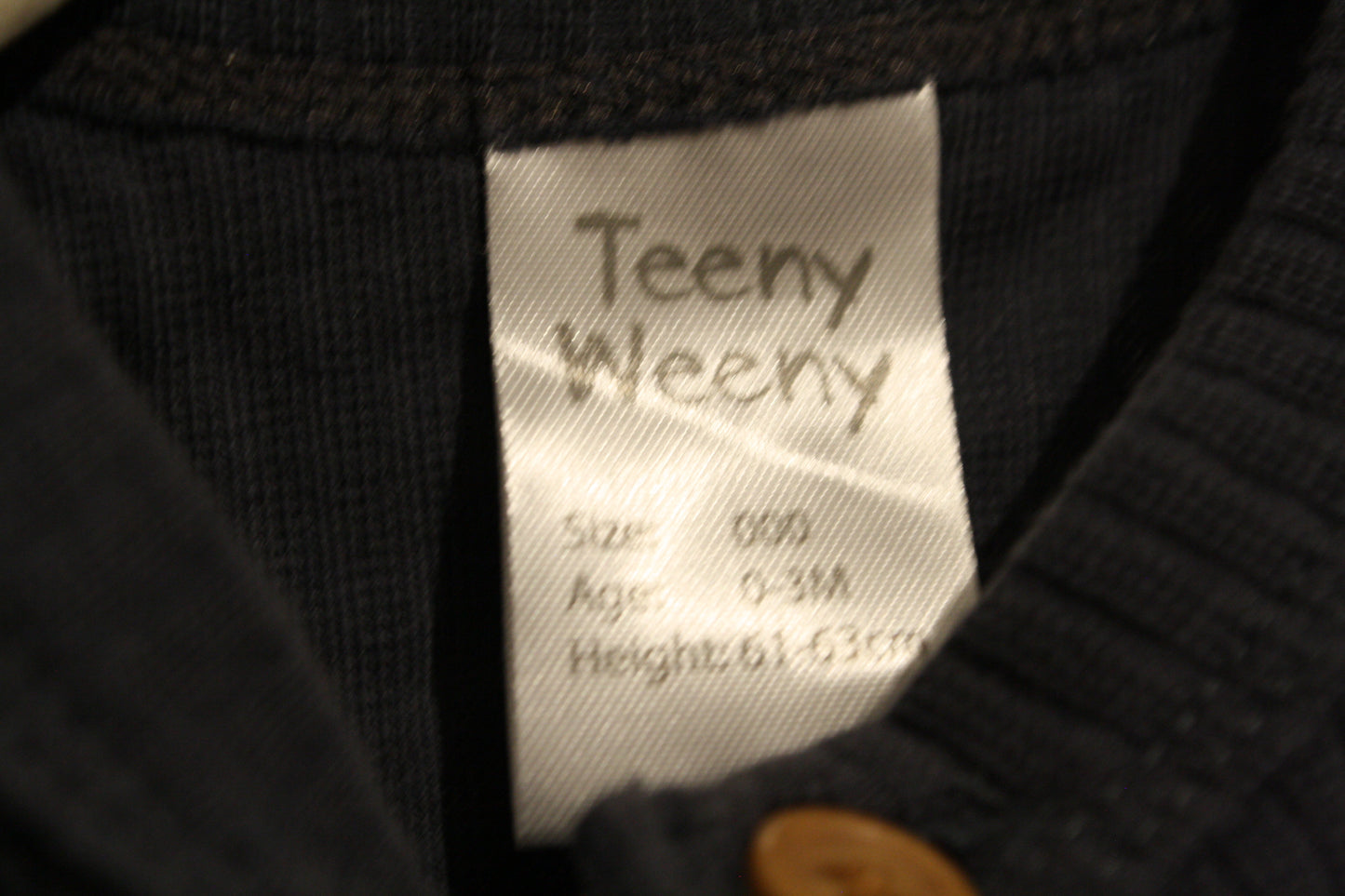 Teeny Weeny Blue/Grey Cotton Ribbed Cardigan  - Size 0-3m