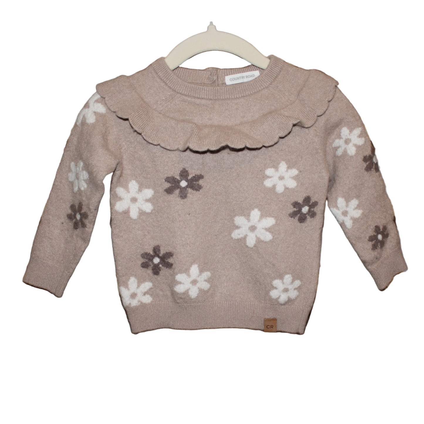 Country Road Wool Blend Jumper Brown Floral - Size 18-24