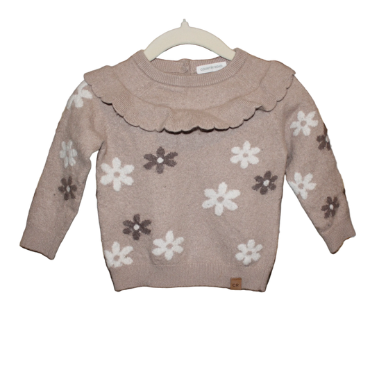 Country Road Wool Blend Jumper Brown Floral - Size 18-24
