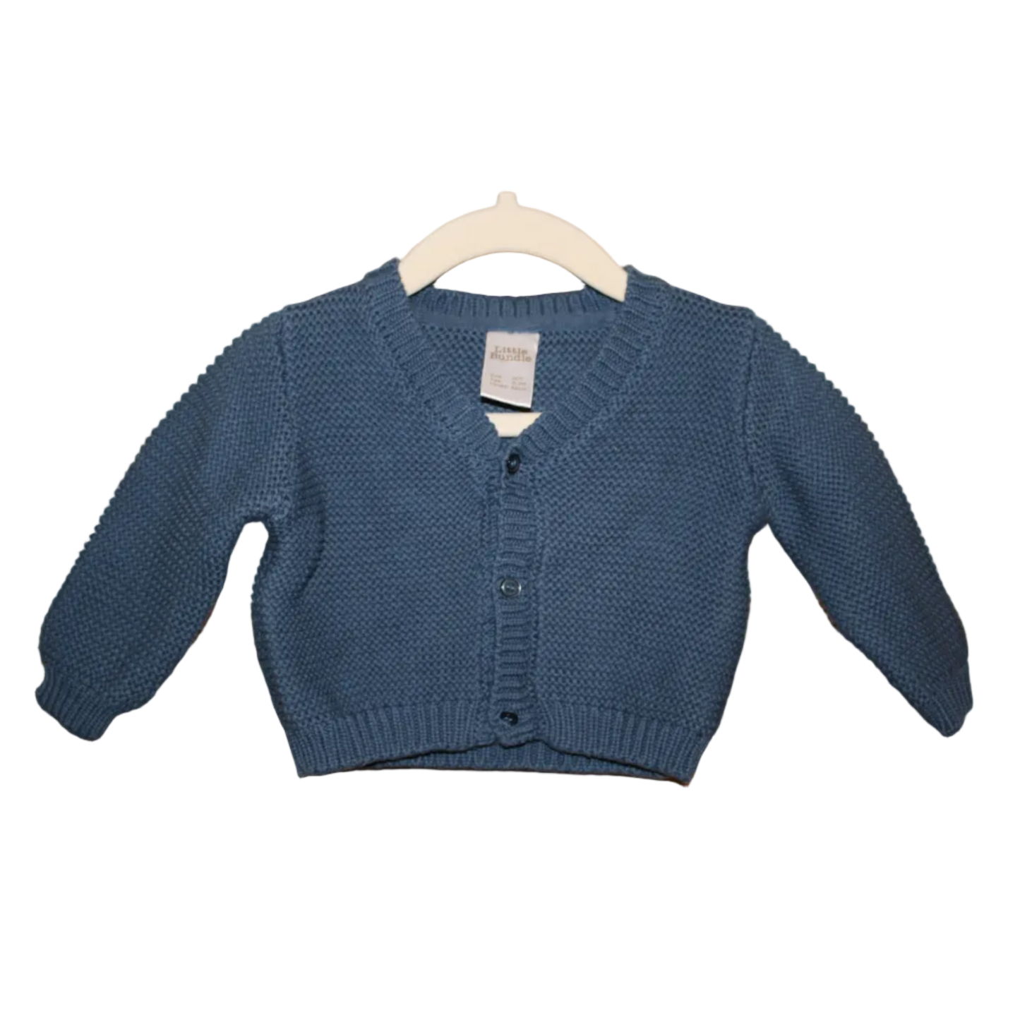Little Bundle Blue Knit Cardigan  - Size 0-3