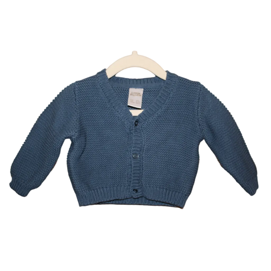 Little Bundle Blue Knit Cardigan  - Size 0-3