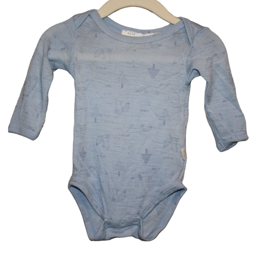 Young Original Blue Merino Long-Sleeve Bodysuit - Size 3-6
