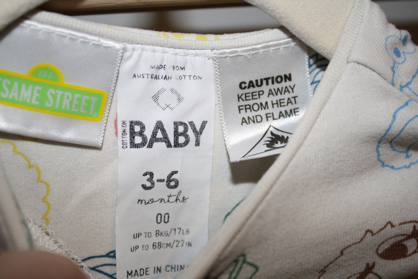 Cotton On Baby Sesame Street All-in-One  - Size 3 - 6