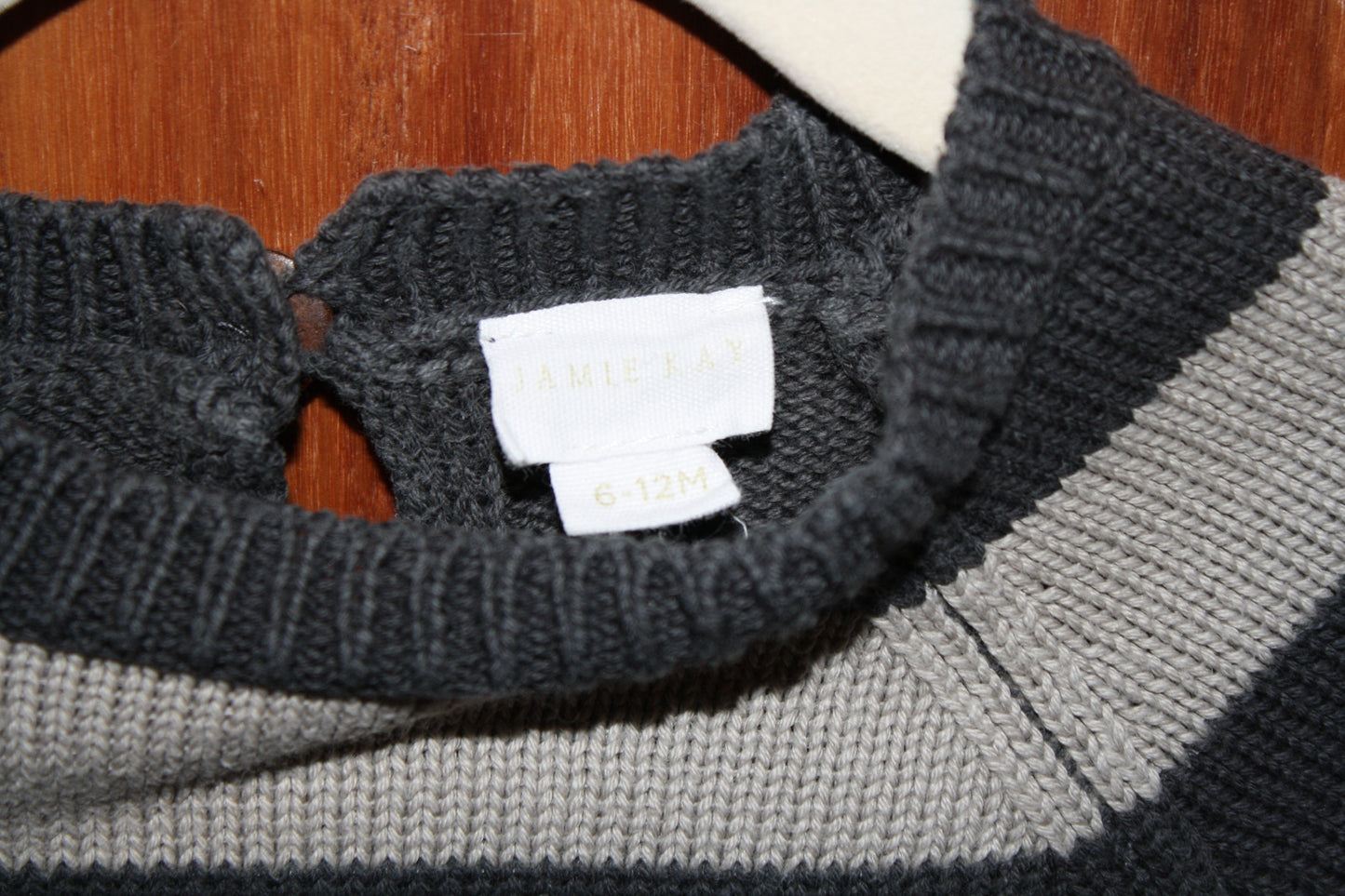 Jamie Kay Grey Stripe Cotton Jumper – Size 6-12