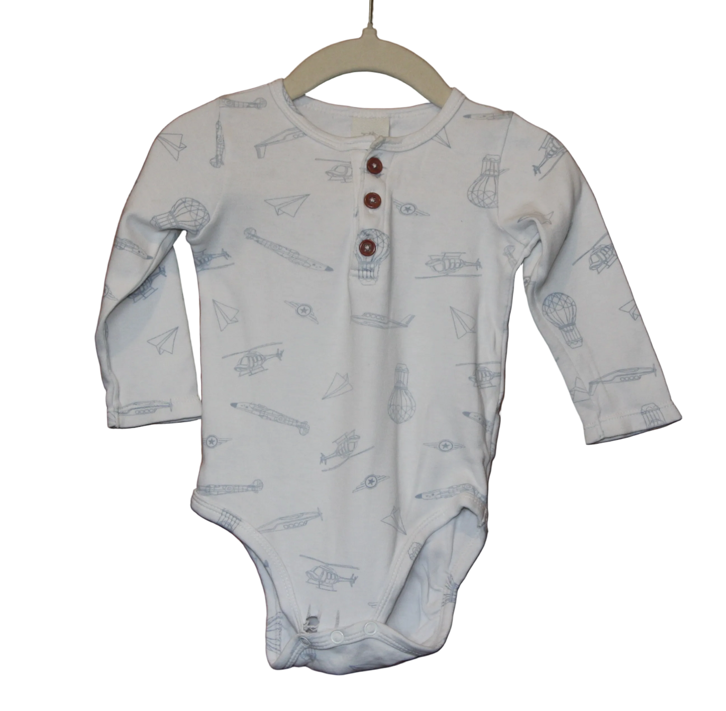 Little Bundle White Planes Bodysuit – Size 6-12