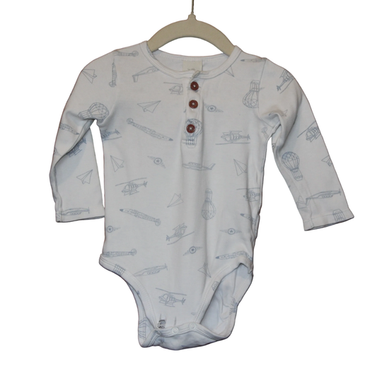 Little Bundle White Planes Bodysuit – Size 6-12