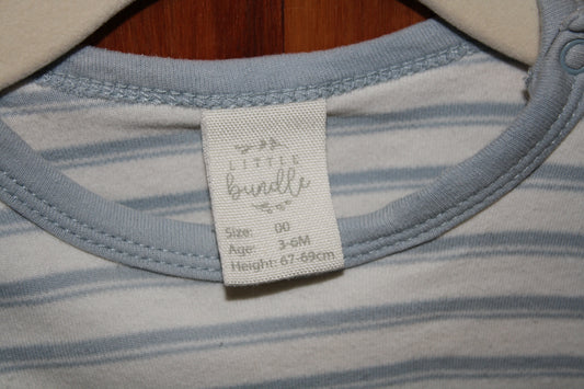 Little Bundle Light Blue Stripe Bodysuit – Size 3-6