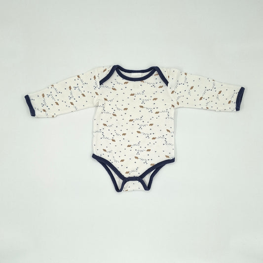 Little Bundle Bear Print Long Sleeve Bodysuit – Size 0–3