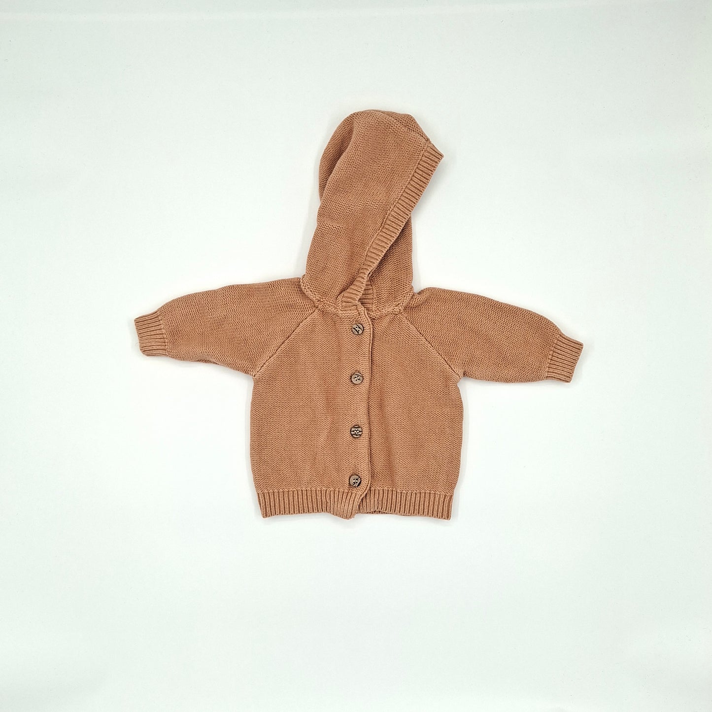Little Bundle Brown/Orange Knit Hoodie – Size NB