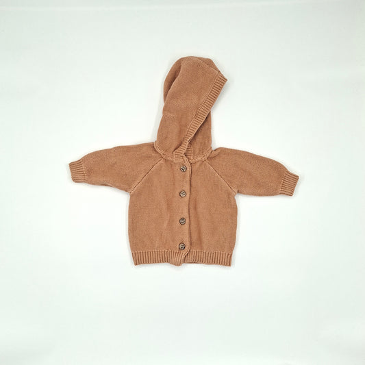 Little Bundle Brown/Orange Knit Hoodie – Size NB