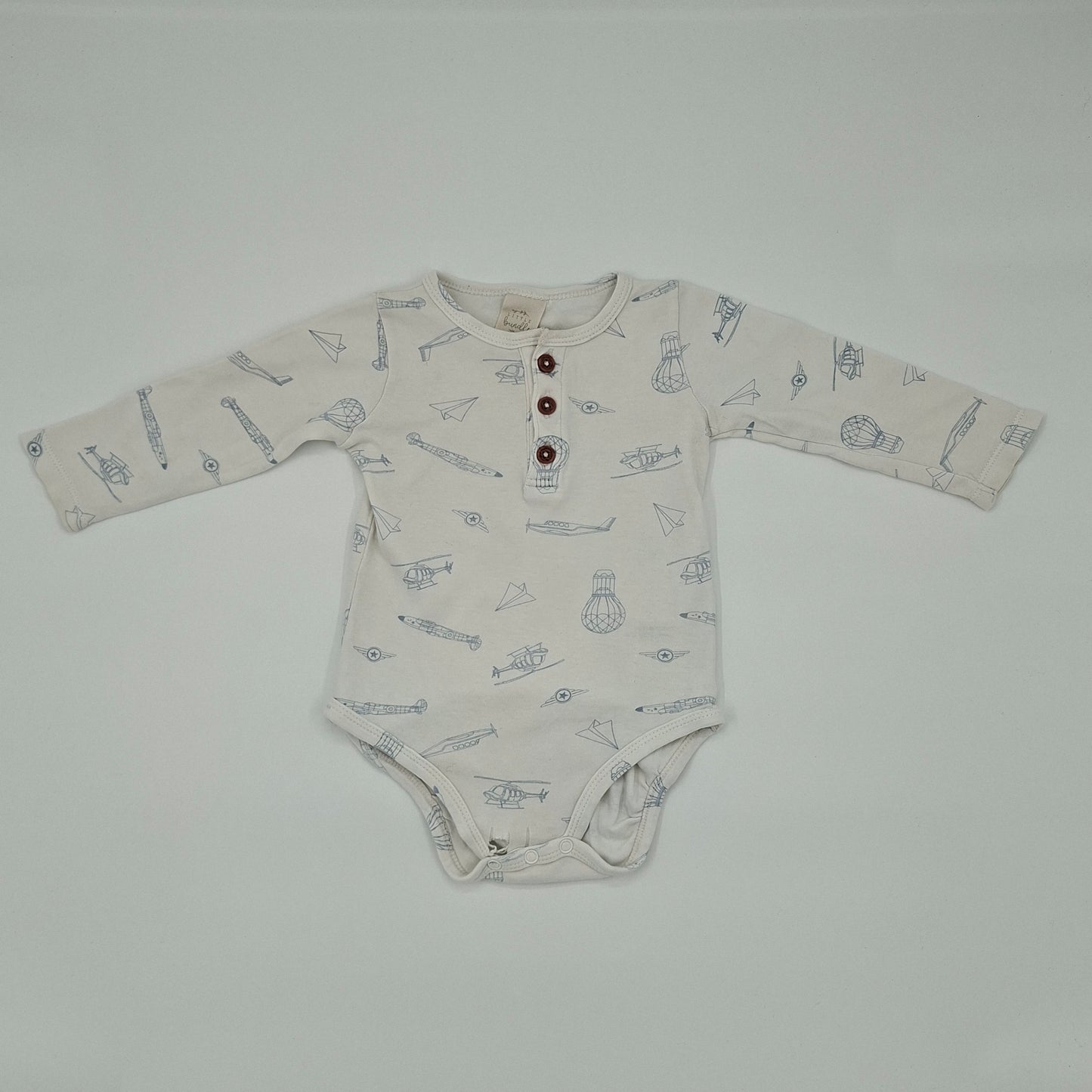 Little Bundle White Planes Bodysuit – Size 6-12