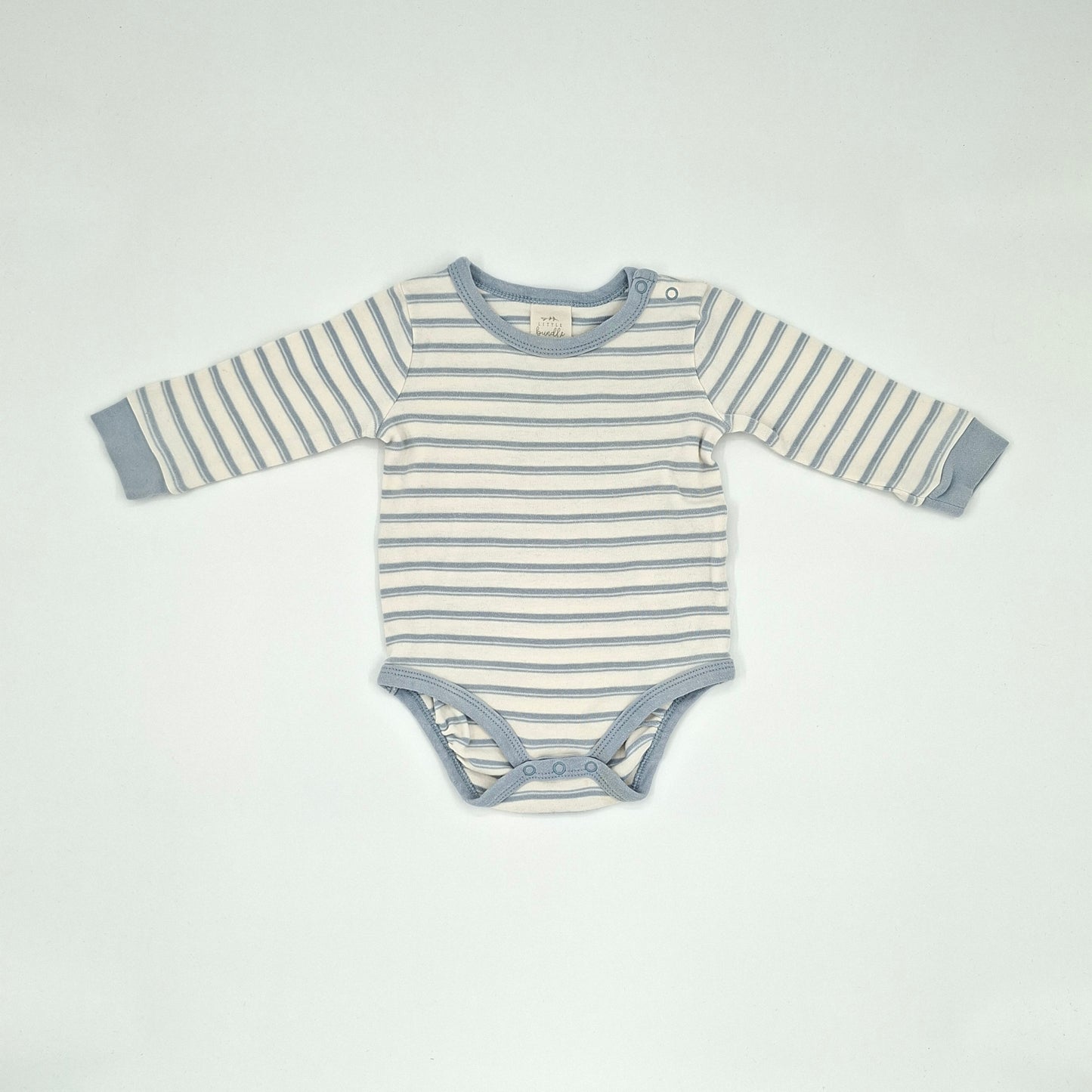 Little Bundle Light Blue Stripe Bodysuit – Size 3-6