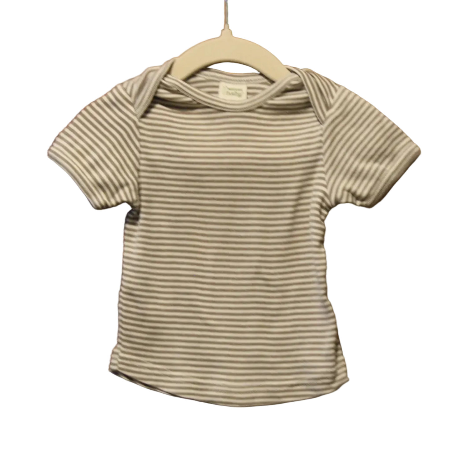 Nature Baby Grey & White Stripe Top – Size 3–6