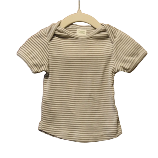 Nature Baby Grey & White Stripe Top – Size 3–6