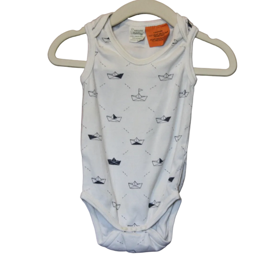 Nature Baby Boat Print Singlet Suit – Size 3–6m