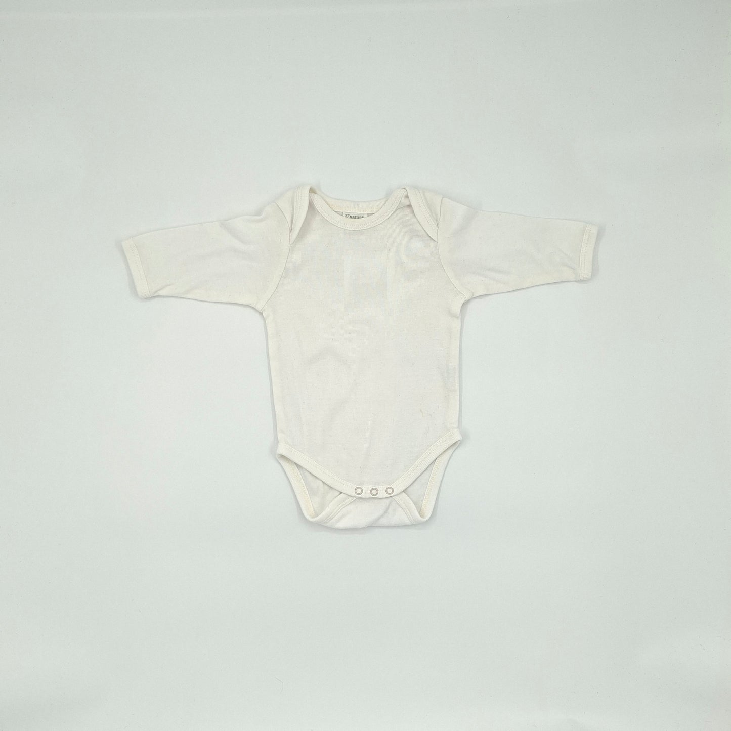Nature Baby White Long-Sleeve Bodysuit  - Size 0-3