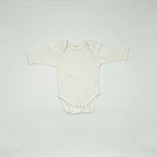 Nature Baby White Long-Sleeve Bodysuit  - Size 0-3