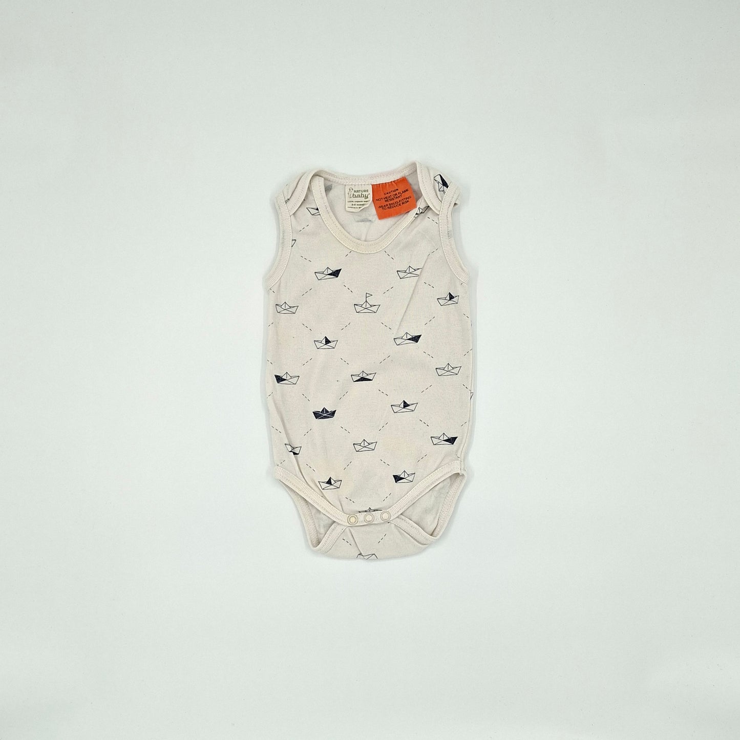 Nature Baby Boat Print Singlet Suit – Size 3–6m