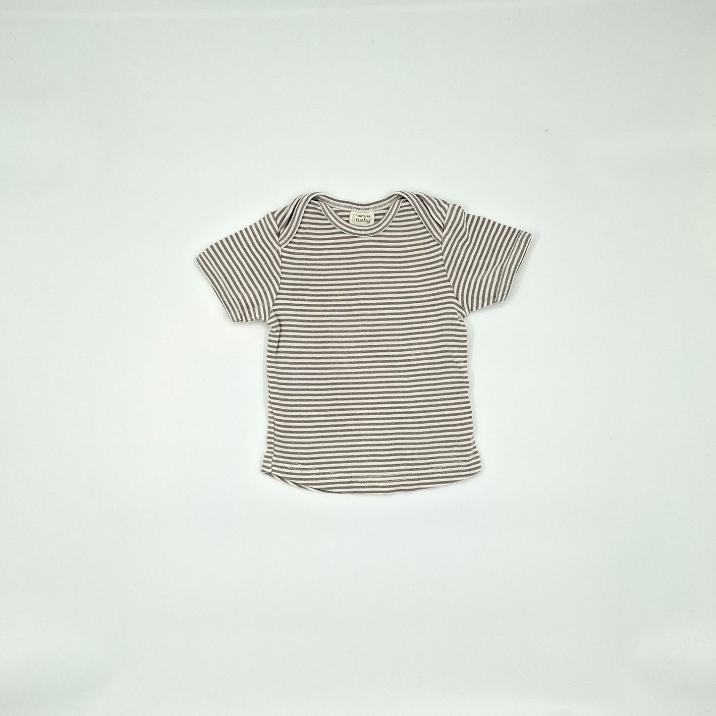 Nature Baby Grey & White Stripe Top – Size 3–6