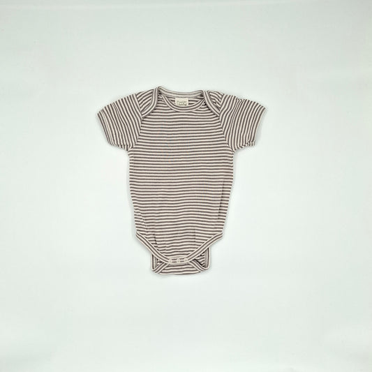 Nature Baby Grey & White Stripe Short-Sleeve Bodysuit -  Size 3- 6
