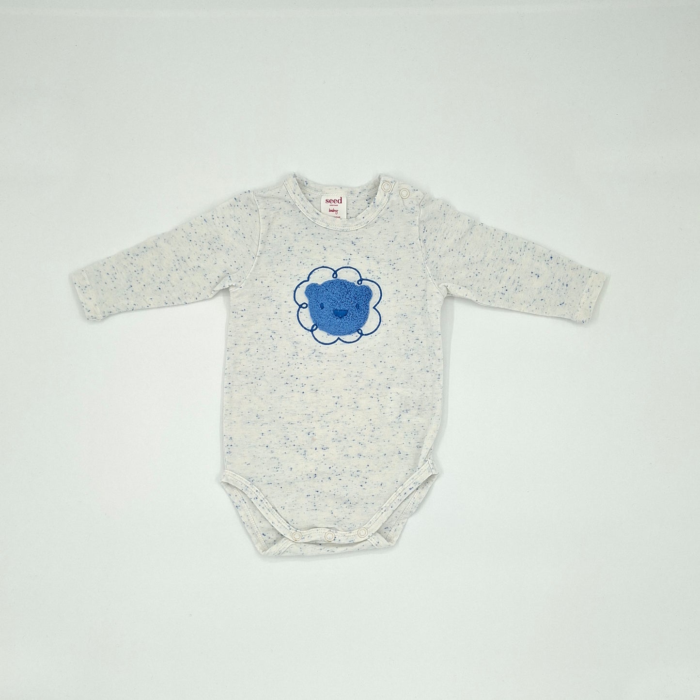 Seed Blue Speckled Bodysuit - Bear Front – Size 0–3m