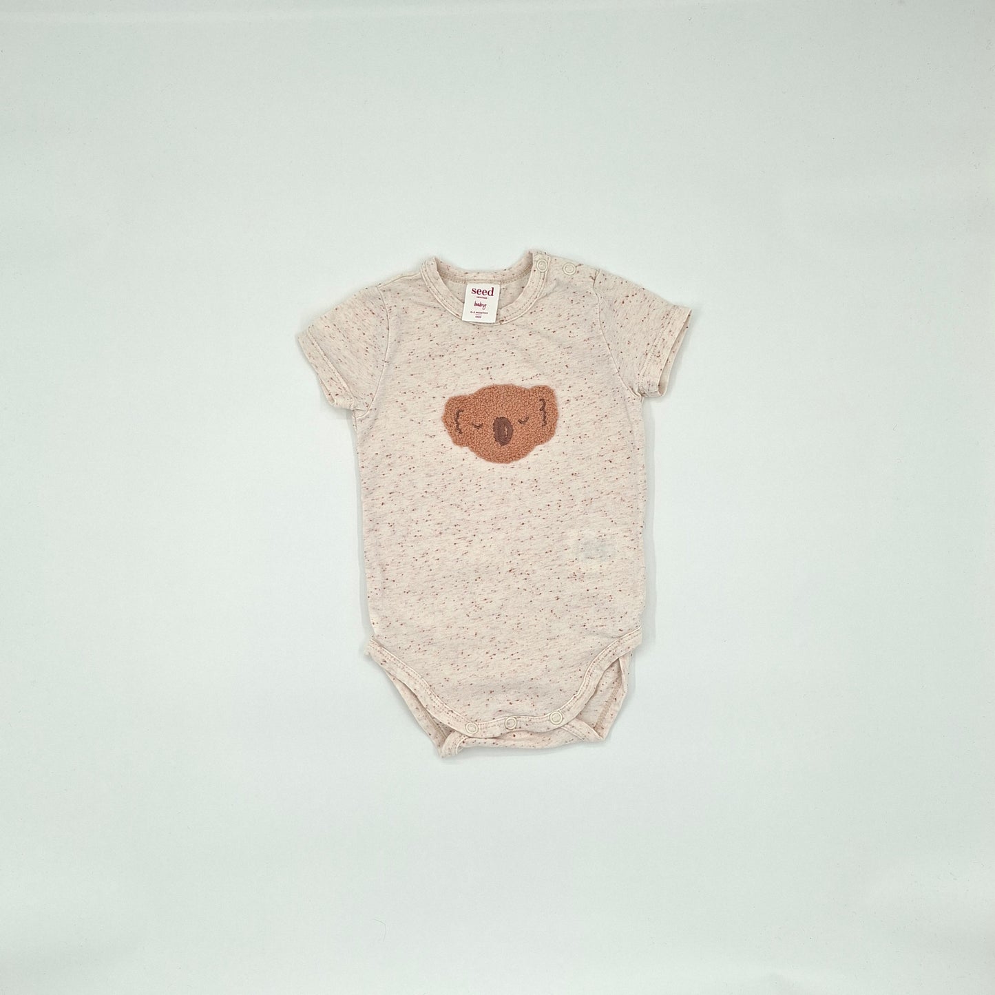 Seed Brown Fleck Koala Short-Sleeve Bodysuit  - Size 0-3