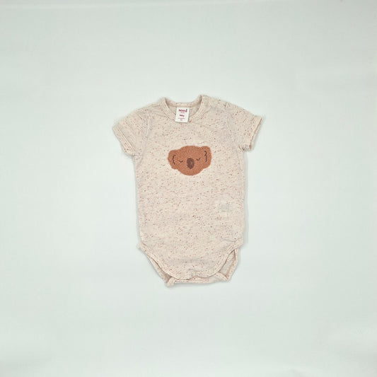 Seed Brown Fleck Koala Short-Sleeve Bodysuit  - Size 0-3